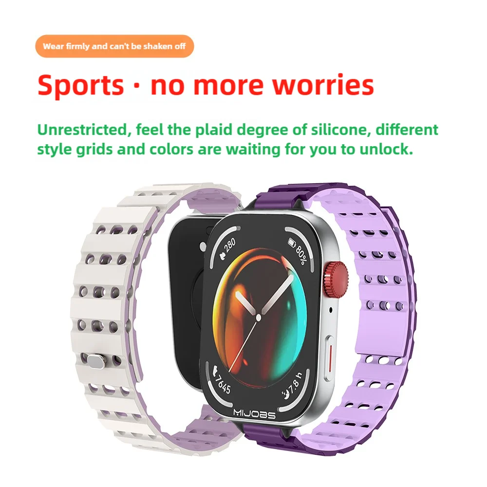 حزام ساعة مغناطيسي لساعة Huawei Fit3 Band Air Hole من السيليكون الناعم سريع الإصدار، سوار معصم رياضي قابل للتنفس