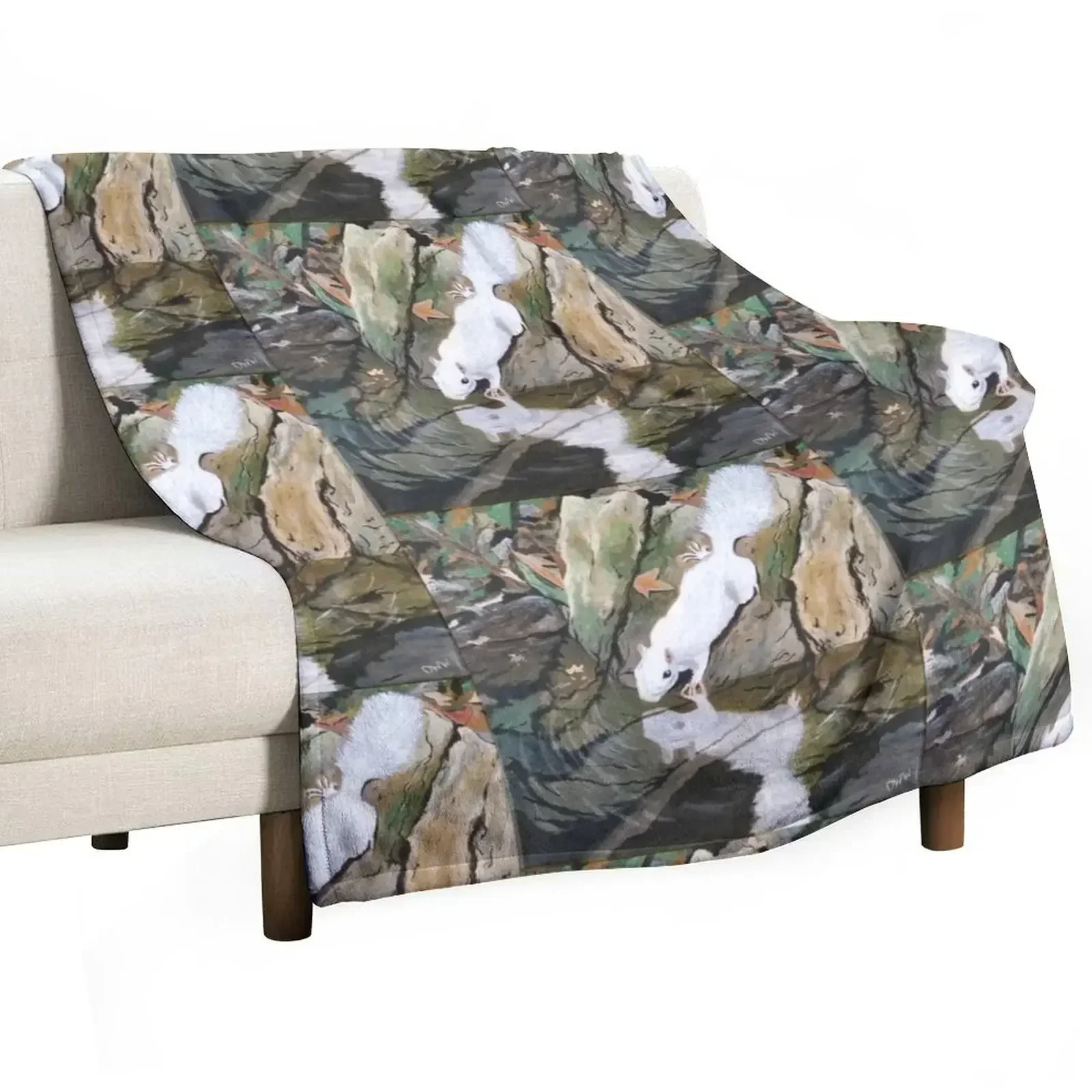 Reflective White Squirrel Throw Blanket Personalized Gift Beach Bed Blankets