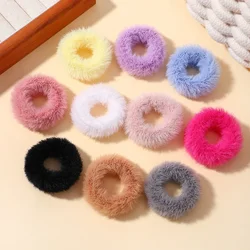 5/15 teile/los Baby Mädchen pelzigen Scrunchie Haar gummis Plüsch elastische Haar bänder kleines Gummiband für Kinder Süßigkeiten Haarschmuck