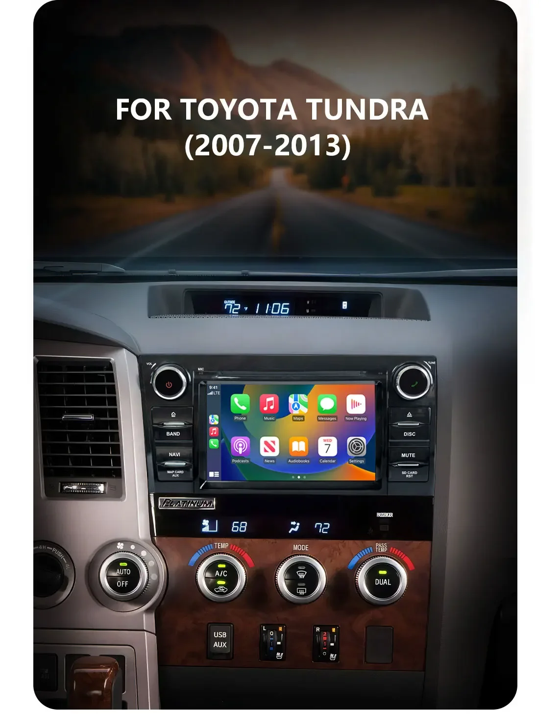 CarPlay 7'' Android 12.0 Car Android Player 8GB 128G multimedia car radio GPS WiFi For Toyota Sequoia XK60 Tundra 2007-2021