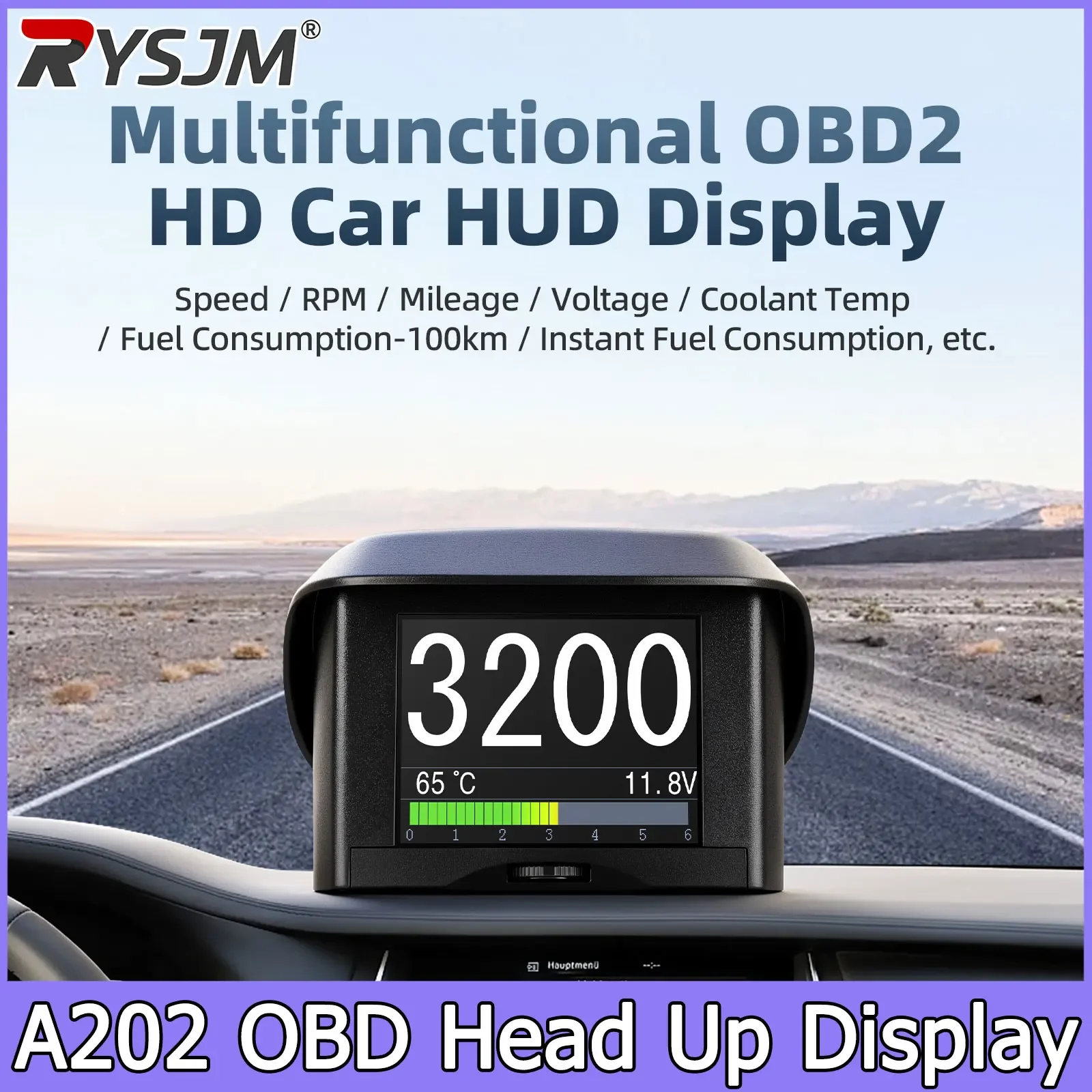 A202 On-board Computer Car Digital Computer Display Speed HUD Fuel Consumption Temperature Gauge OBD2 Automobile Scanner