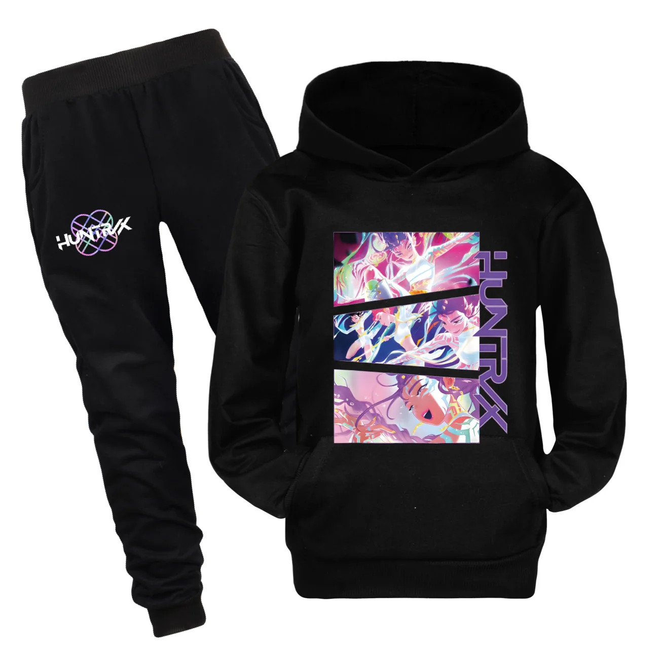 

KPop Demon Hunters Huntrix Kids Hoodie Cartoon Clothes Girls Hooded Sweatshirts Pants 2pcs Set Toddler Boys Outfits