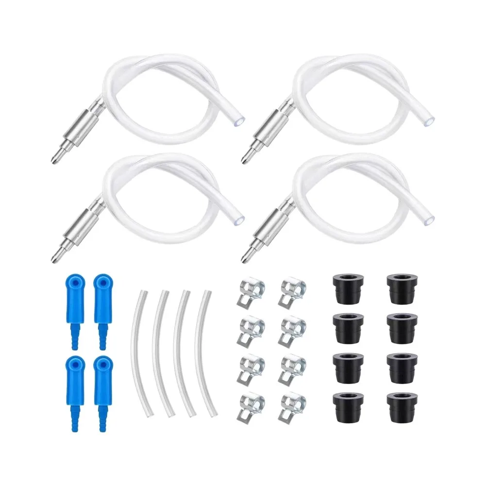4 Pack Brake Bleeder Kit With One-Way Check Valves, Quick-Connect Leak Resistant Hose For Motorcycle Hydraulic Brake And Clutch