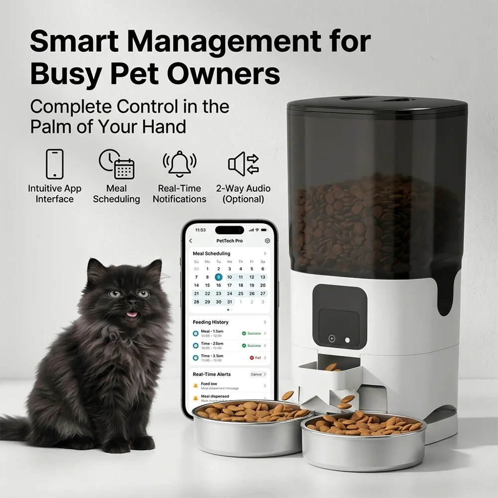 7L スマート自動給餌器。カメラ、Wi-Fi、アプリで操作可 - Smart Pet Feeder Camera 1080P Wifi のレビューと価格