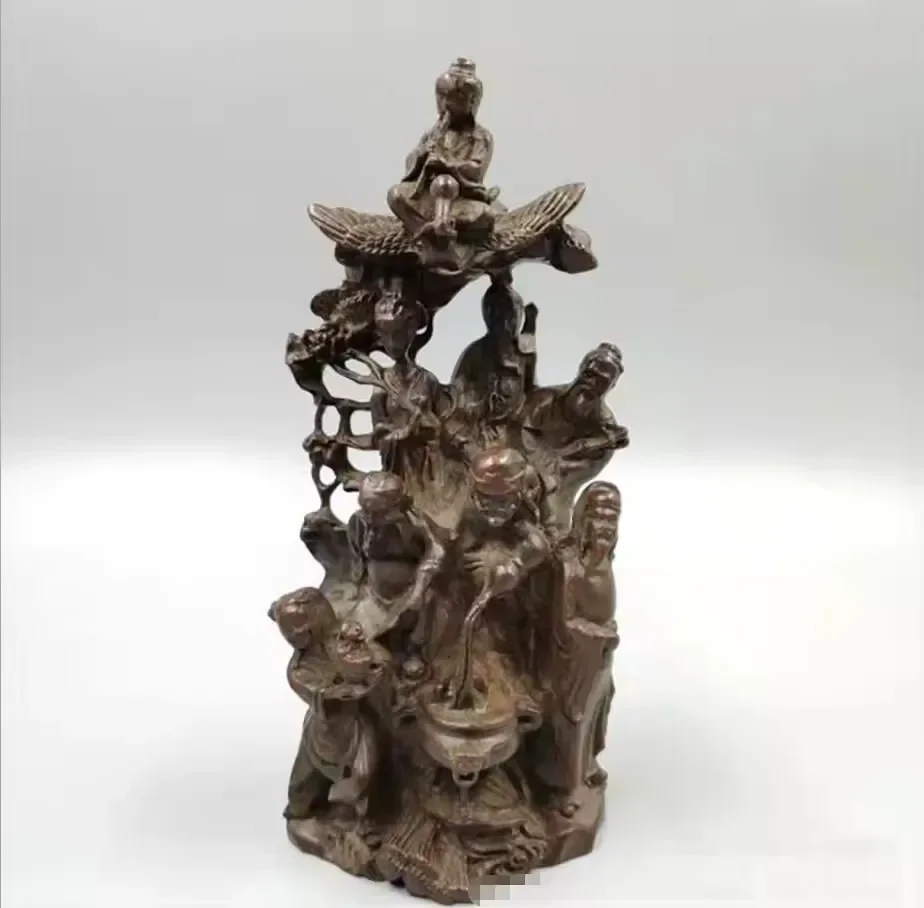 Pure copper, eight immortals, Qingshou living room, home furnishings, antiques, bronze ware, collection handicraft