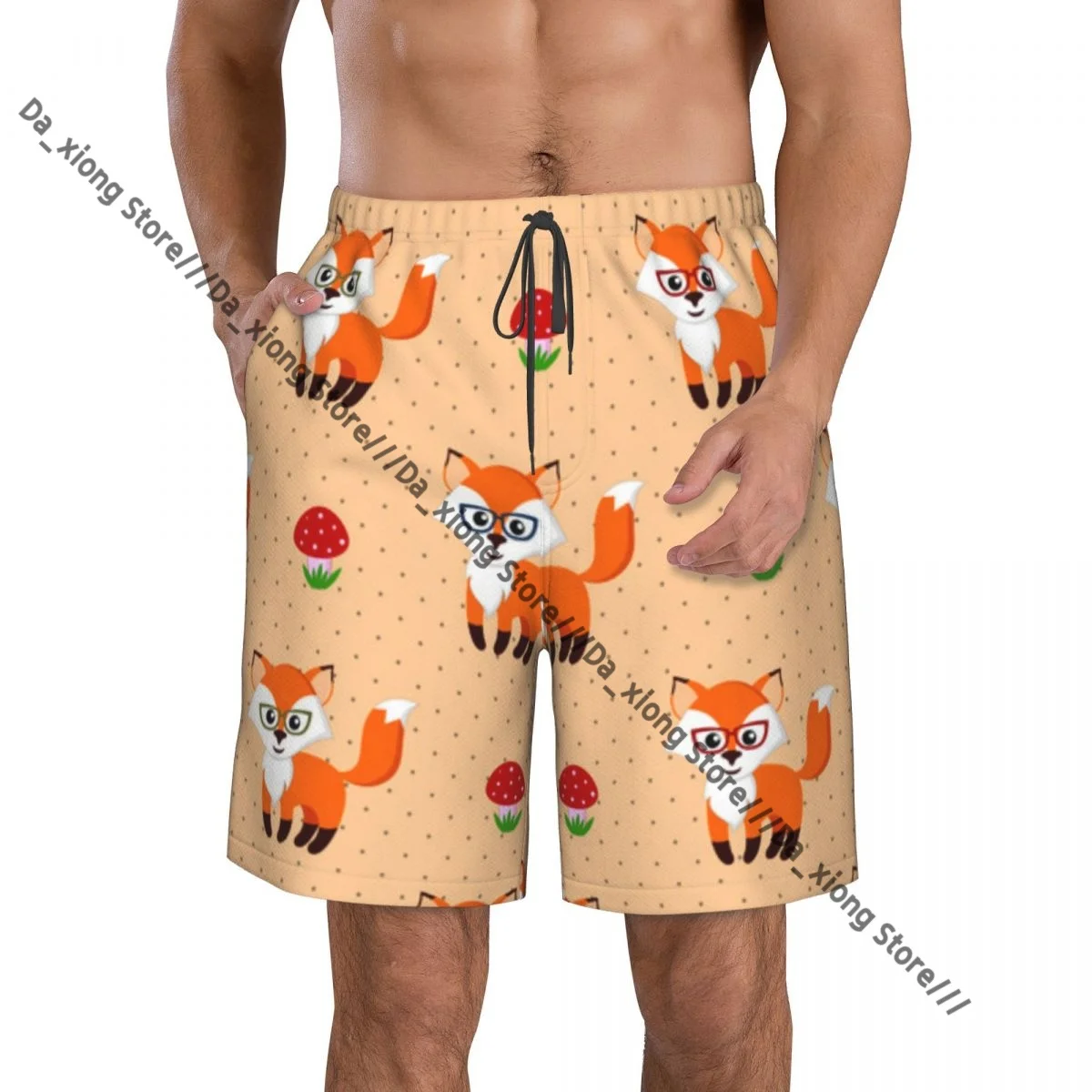 Fox And Amanita Quick Dry Swimming Shorts For Men Swimwear Swimsuit Trunk Bathing Beach Wear