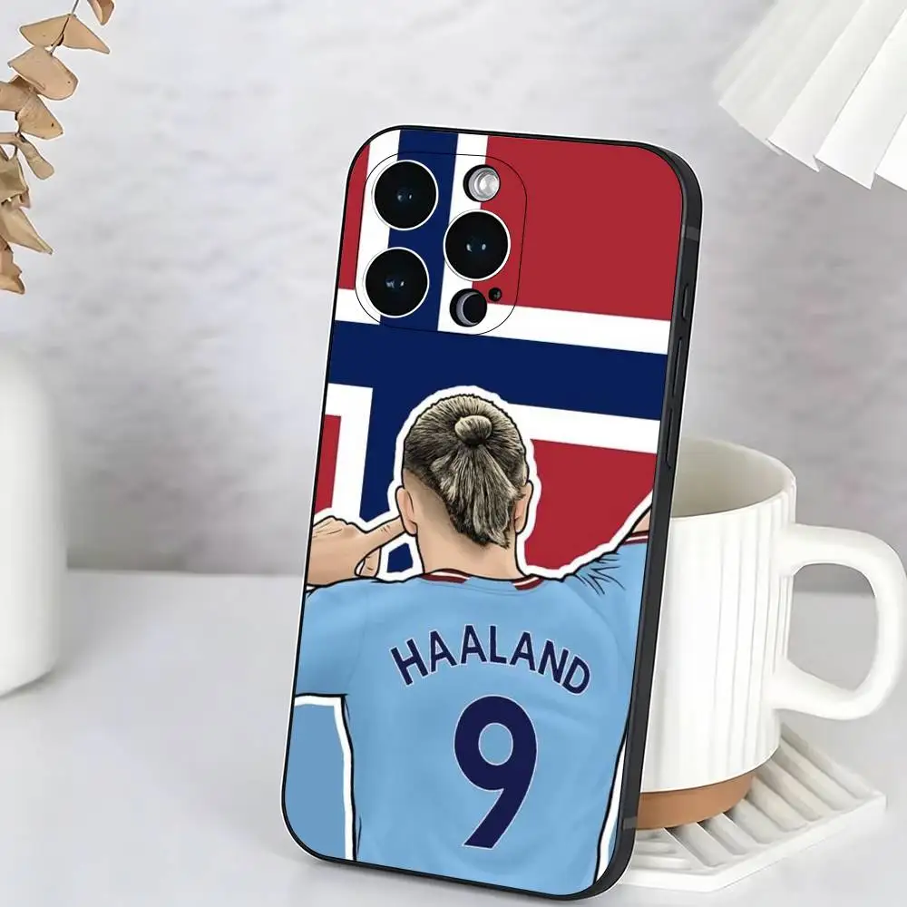 Erling Haaland Funny Football Player  Phone Case For iPhone 17,16,15,14,13,12,11 Plus,Pro Max,XS,Soft Silicone Black Cover