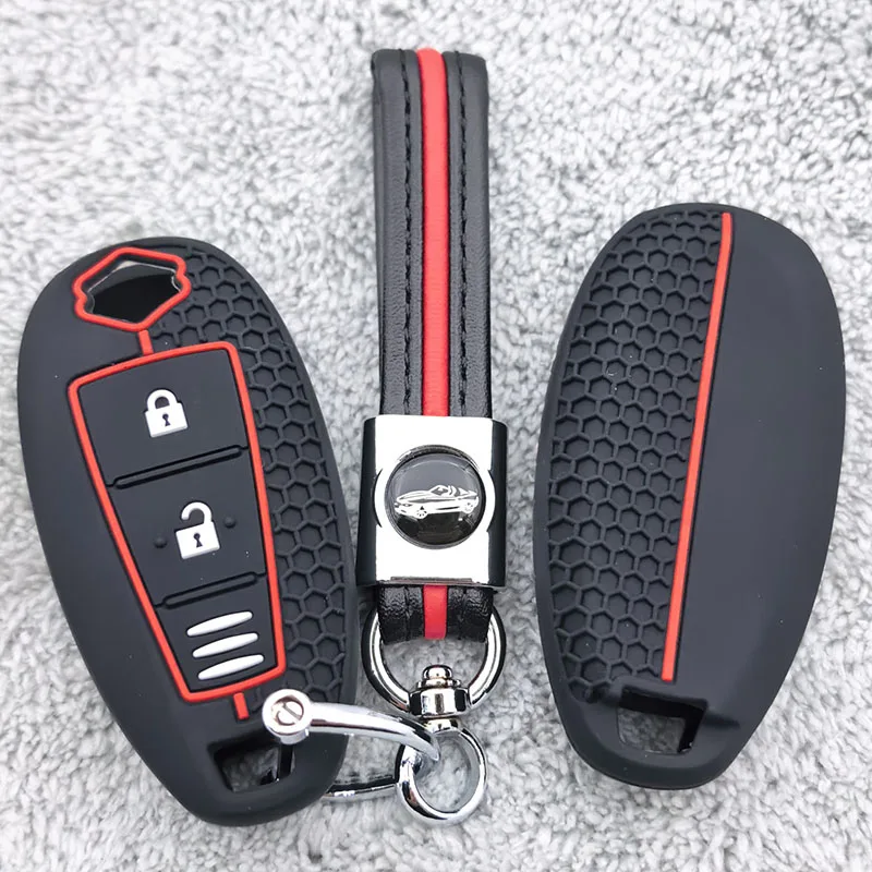 Silicone Car Smart Key Cover for Suzuki Baleno Ertiga Ciaz Ignis Kizashi Swift SX4 S-cross Vitars Case Bag Protector Keychain
