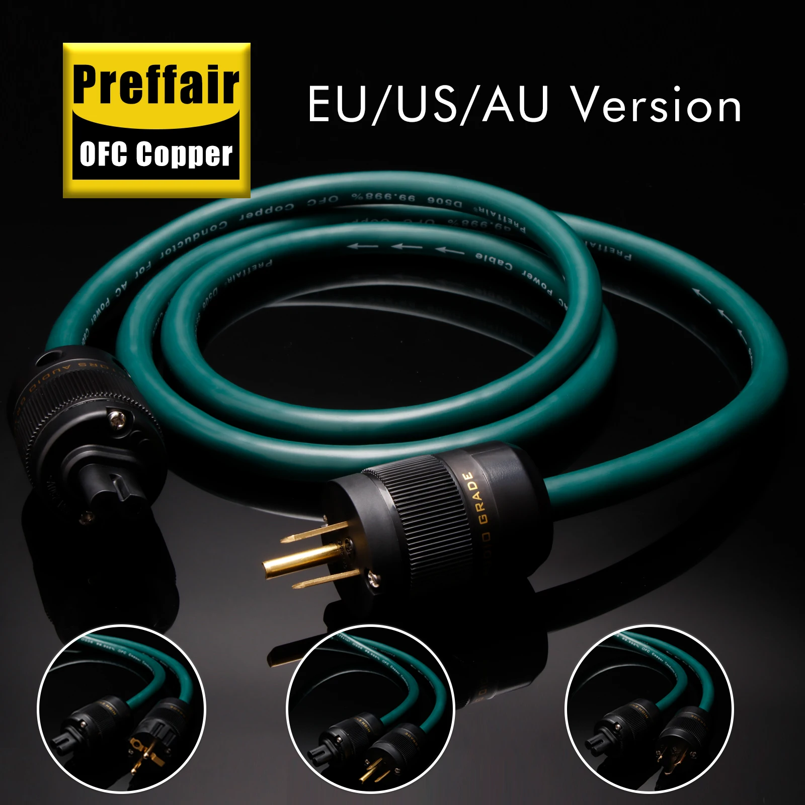 Hifi EU/US Power Cable IEC Figure 8 C7 Power Cord Noise Free with EU/AU Connector Power Cord for Amplifier Power Filter