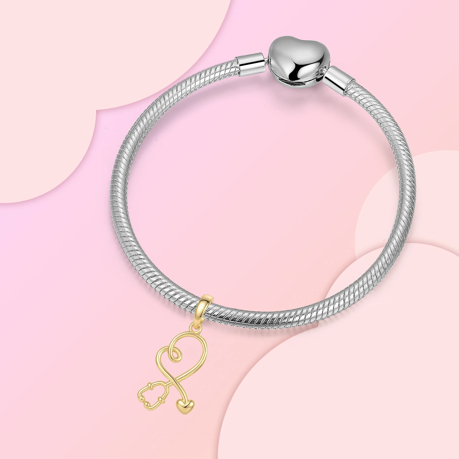 925 Sterling Silver Charm Nursing Medical Worker Stethoscope Pendant for Women Fit Original Bracelet Necklace DIY Accessories view 5
