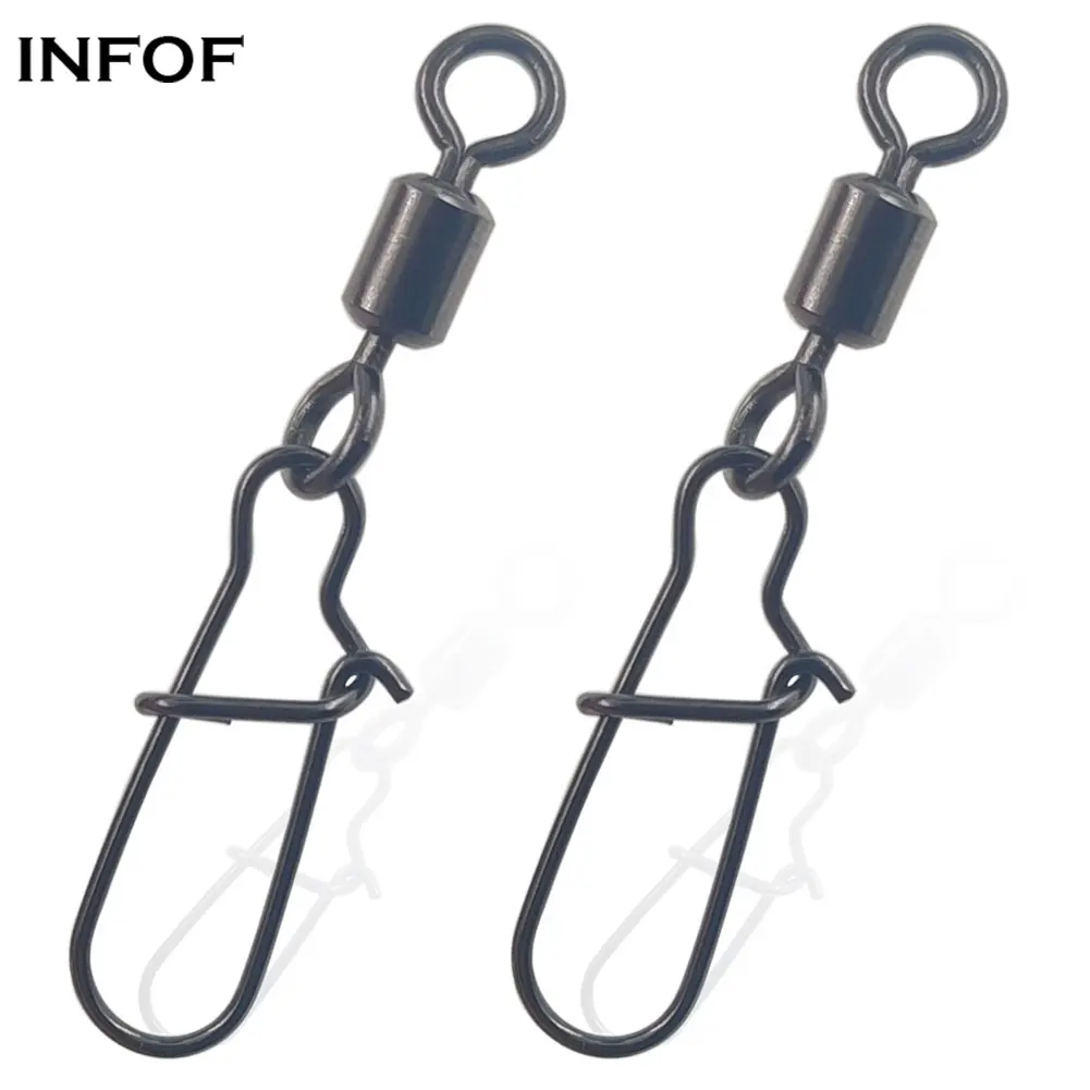 

100/200/500PCS Fishing Swivels Snap 4/0#-14# Rolling Swivels with Duolock Snaps Saltwater Fishing Barrel Swivel Connector Tackle