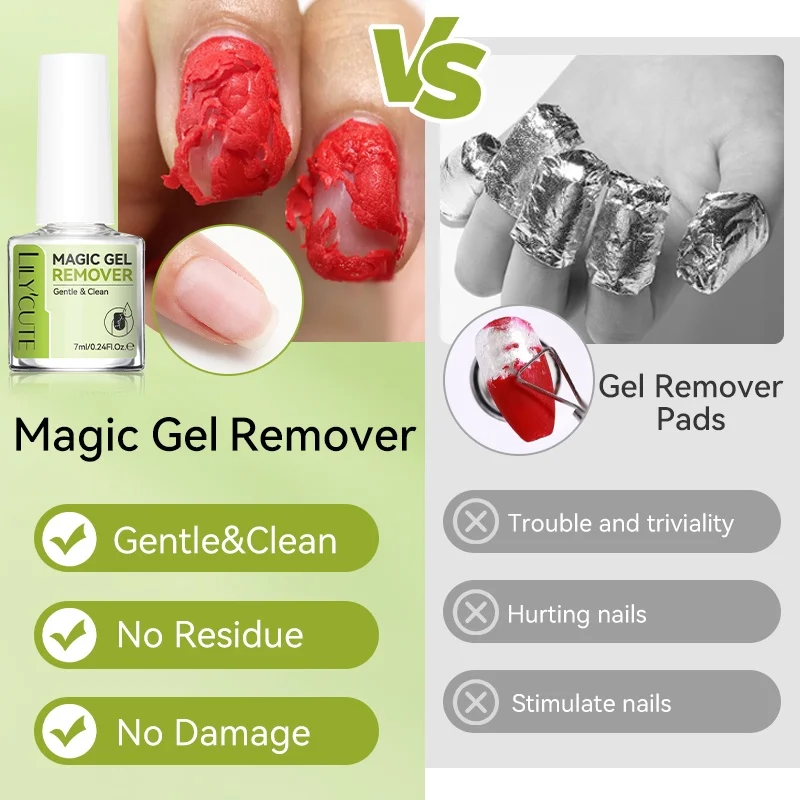 LILYCUTE 2 stks/set Gel Nagellak Remover Voor Nagels in 3-5 Minuten Gemakkelijk Snel Verwijdert Semi permanente Losweken UV Gel Burst
