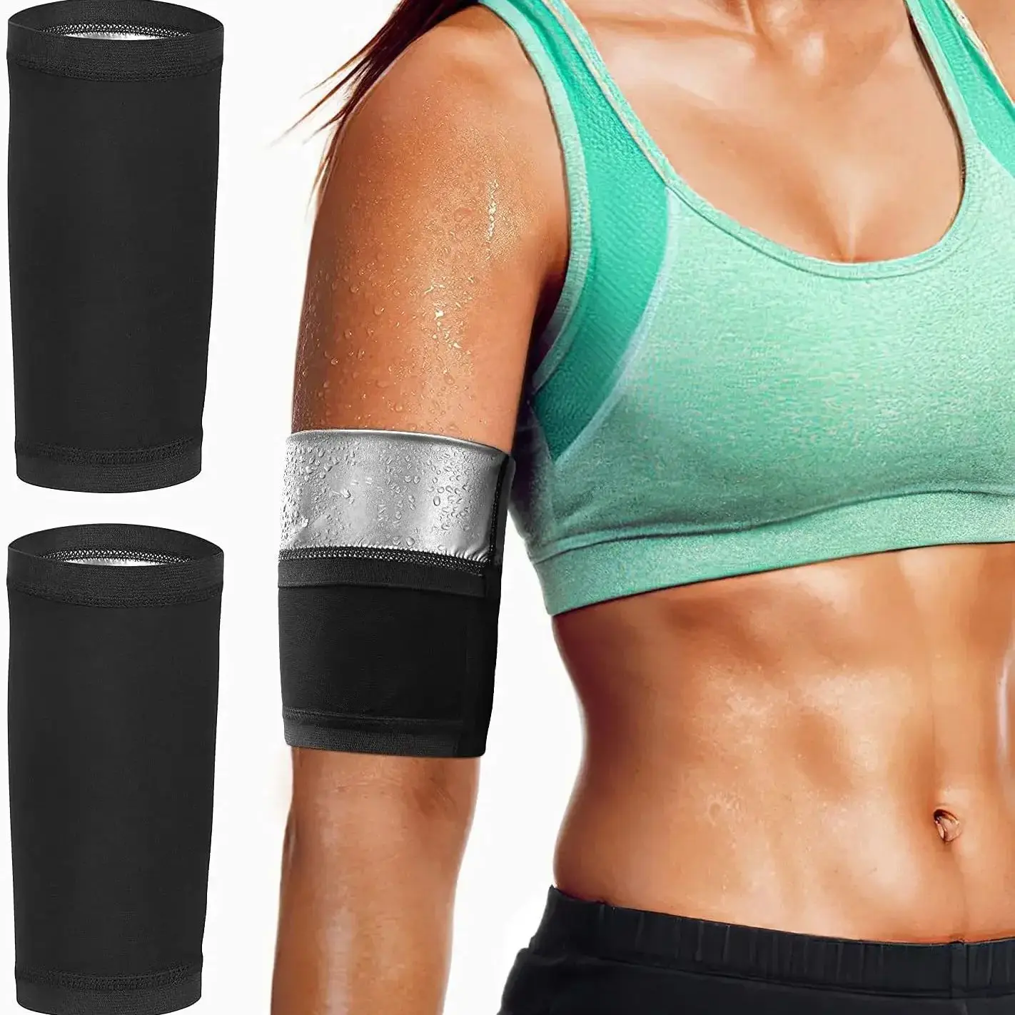 1 Paar Arm-Schlankheits-Shaper Kompressionswickel Sport-Sauna-Schweißbänder für Gewichtsverlust Damen Workout Fitness Arm-Trimmer-Gurt – Detail 9
