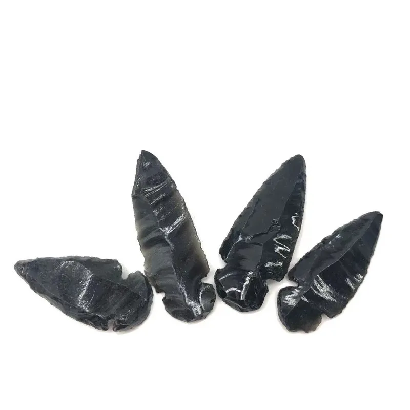 10pc Natural Obsidian Arrow Shape Gemstone Reiki Healing Black  Handmade Production Arrow Stone Crystal Crafts Lucky Charm