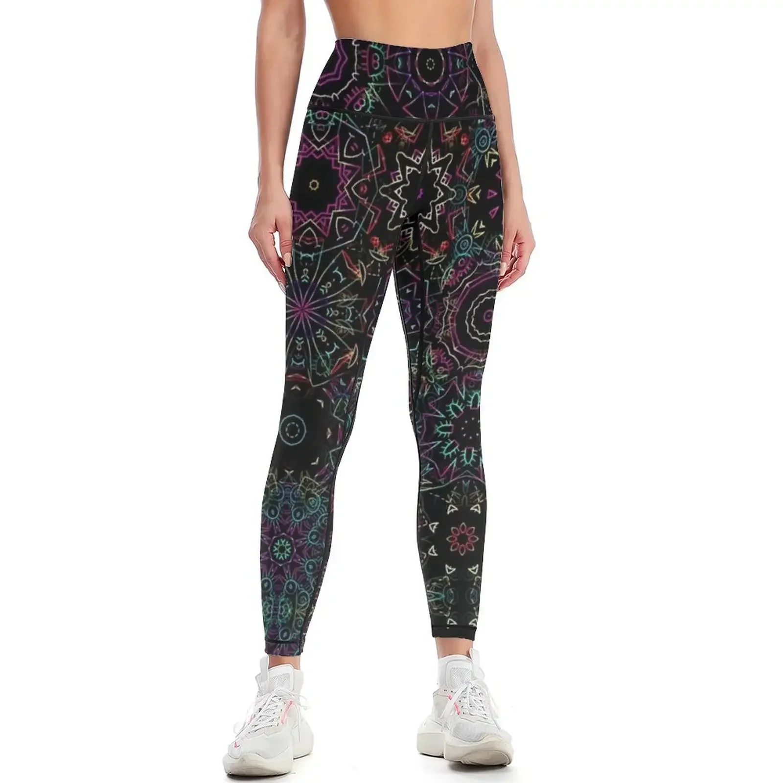 

Black Rainbow Multicolor Lines Mandala Leggings sports woman gym Jogger pants sports shirts gym Women's trousers Womens Leggings