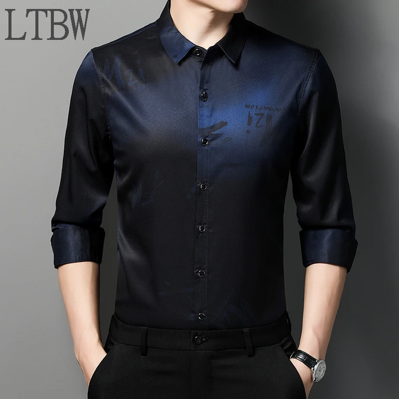 

LTBW Men's Fashion New Letters Long Sleeve Shirts Casual Long Sleeve Tops