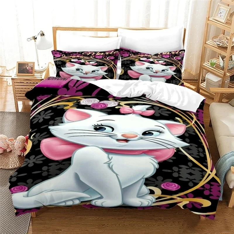 Mary Cat Duvet Cover Pillowcase Disney, Home Room Bedroom Bedding Set Cute Boy Girl Duvet Cover Pillowcase Gift Queen Double Bed