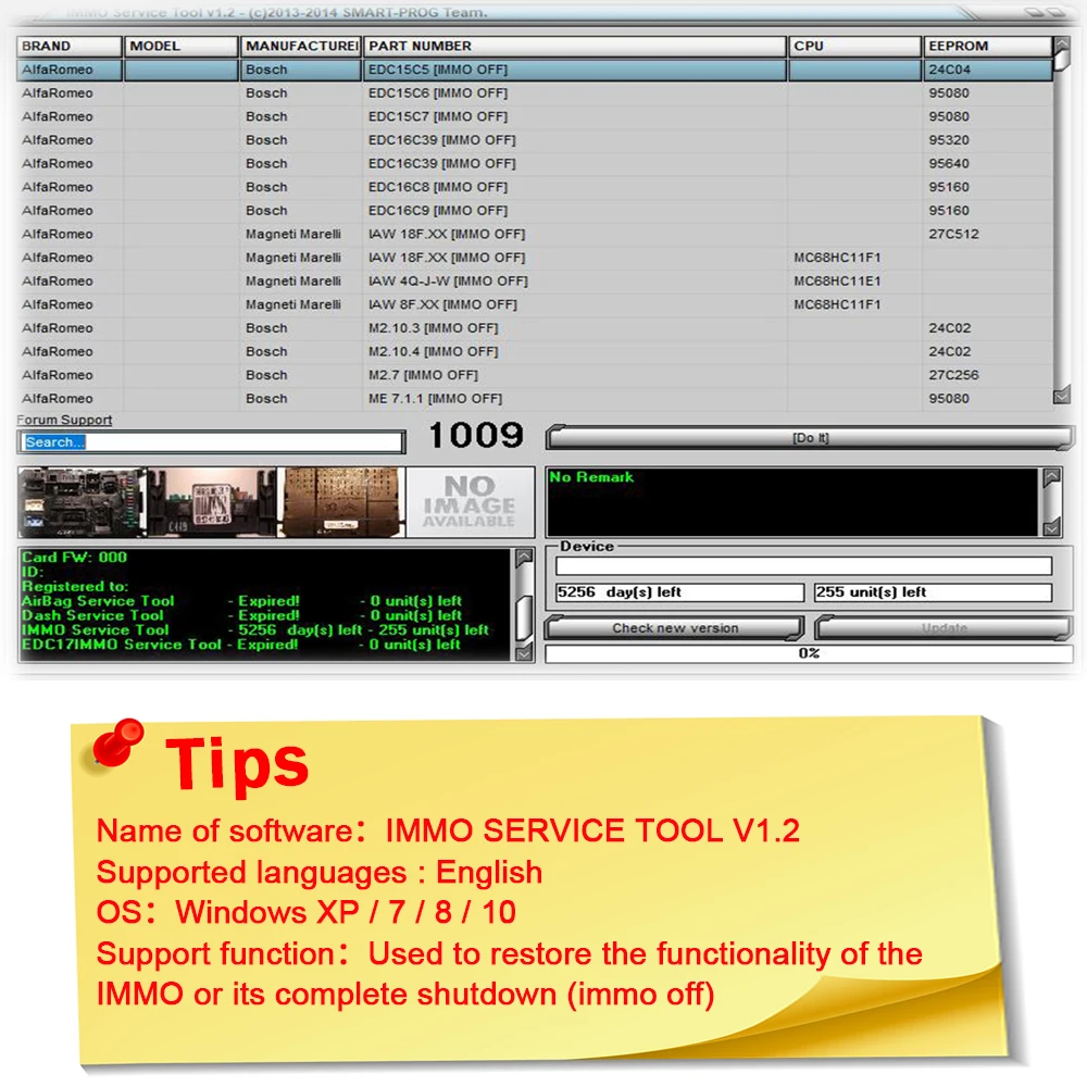 IMMO SERVICE TOOL V1.2 car repair software immo off Virgin eeprom IMMO KEY PIN CODE CALCULATOR BSI VDO DASHBOARD 2017