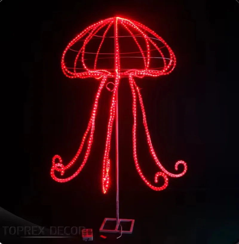 Giant 3D Marine Animal Lantern Jellyfish Garden Motif Decorations  For Outdoor Christmas Lights