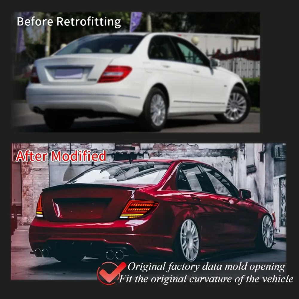 لمرسيدس بنز C-Class W204 2007-2014 LED أضواء خلفية الجمعية المدخن الأسود متتابعة بدوره إشارة ترقية استبدال أجزاء