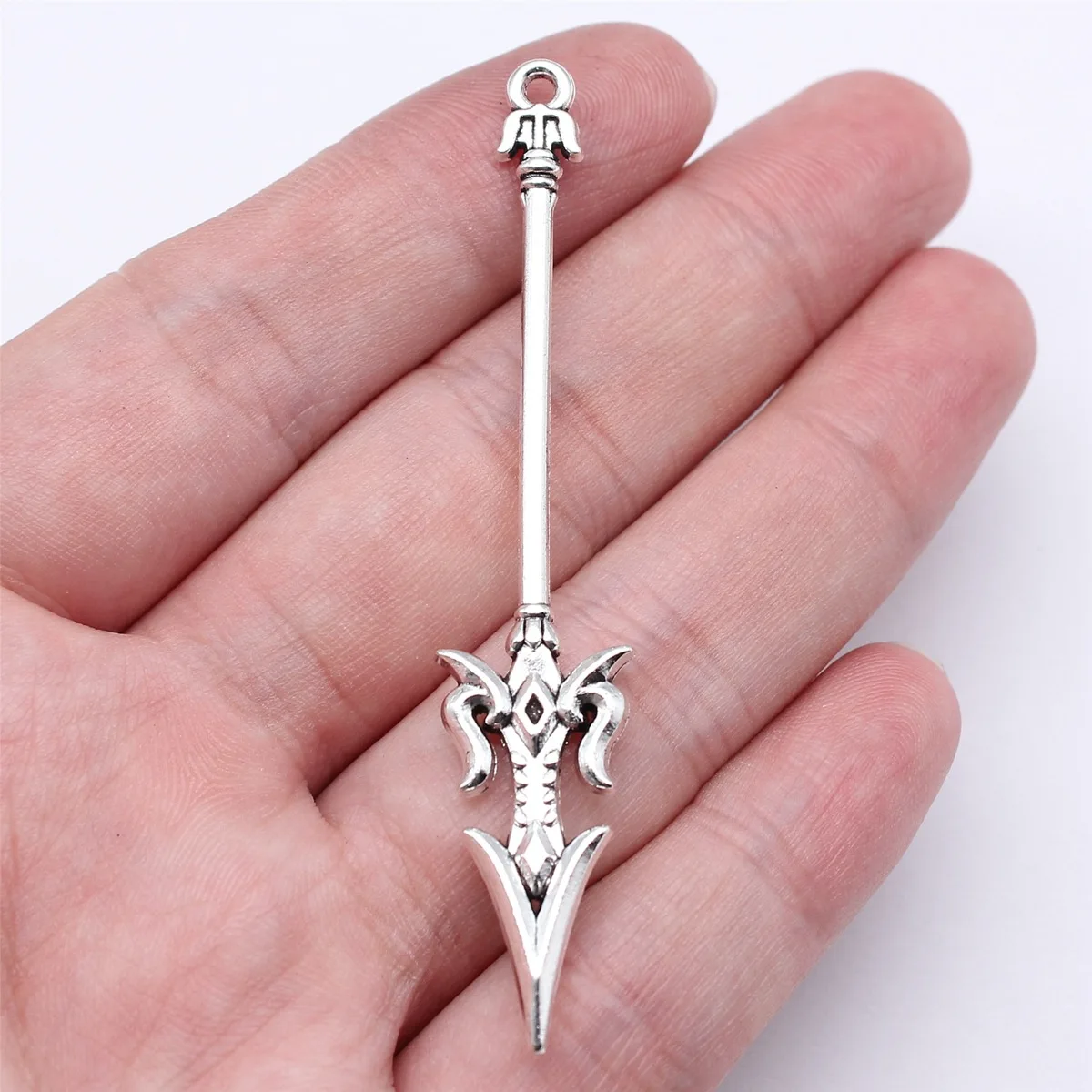 10pcs 69mm Antique Silver Color Acgn Cosplay Sword, Gun, Sword And Halberd Charms DIY Jewelry Accessories