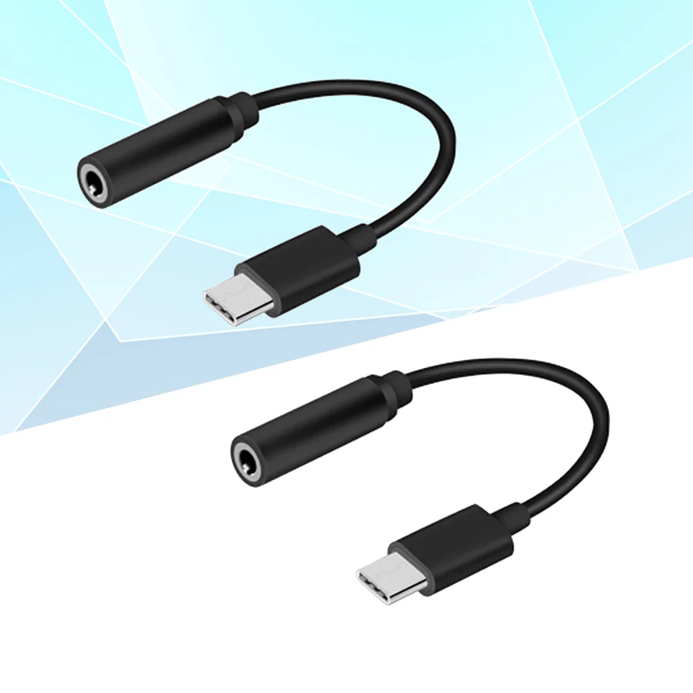 2 Pcs Type-C to Headphone Jack Adapter USB-C 35 AUX Audio Female 35mm Earphone Cable