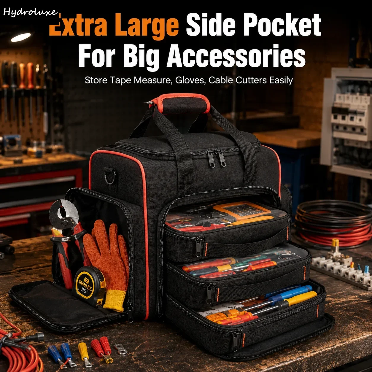 Electrician Tool Bags Waterproof Oxford Hardware Storage Backpack for Auto Home Circuit Repair Technician 3-Tier Visible Drawer