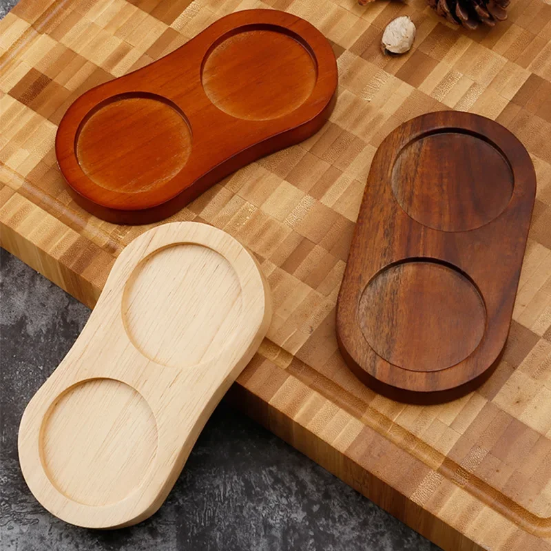 Pepper Mill Tray Bamboo Salt Pepper Shaker Stand Trays Multipurpose Natural Wooden Tray Storage Holder Home Decoration Crafts