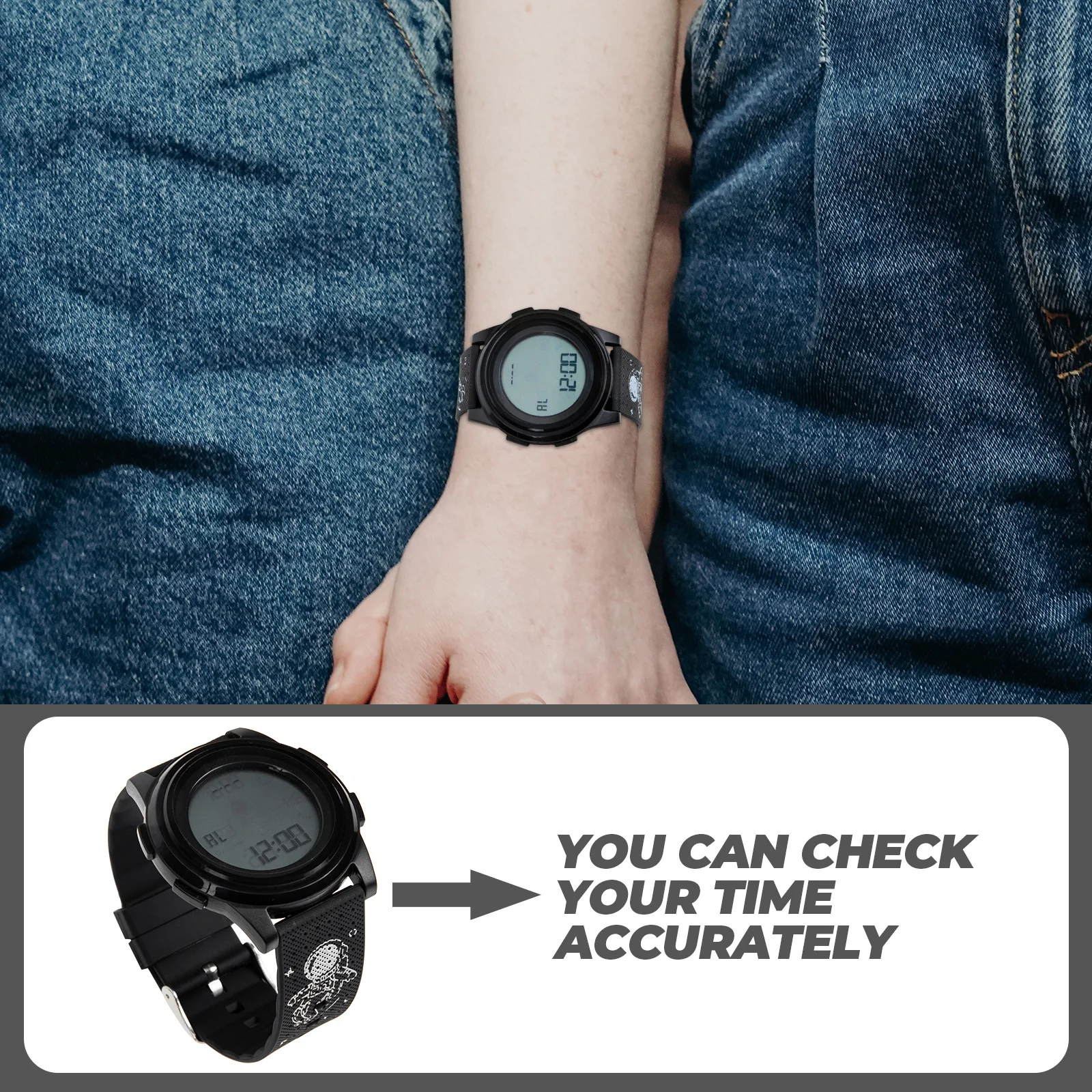 

Electronic Watch Blue Astronaut Digital Sports Wrist Unisex Students Multi Functional Safe Luminous Timing Date Household