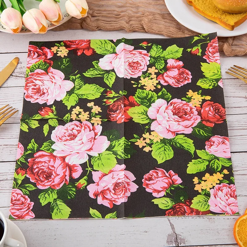 New 20pcs/pack Color Printed Decoupage Wood Pulp Paper Napkins For Western Restaurant Bakery Face Paper