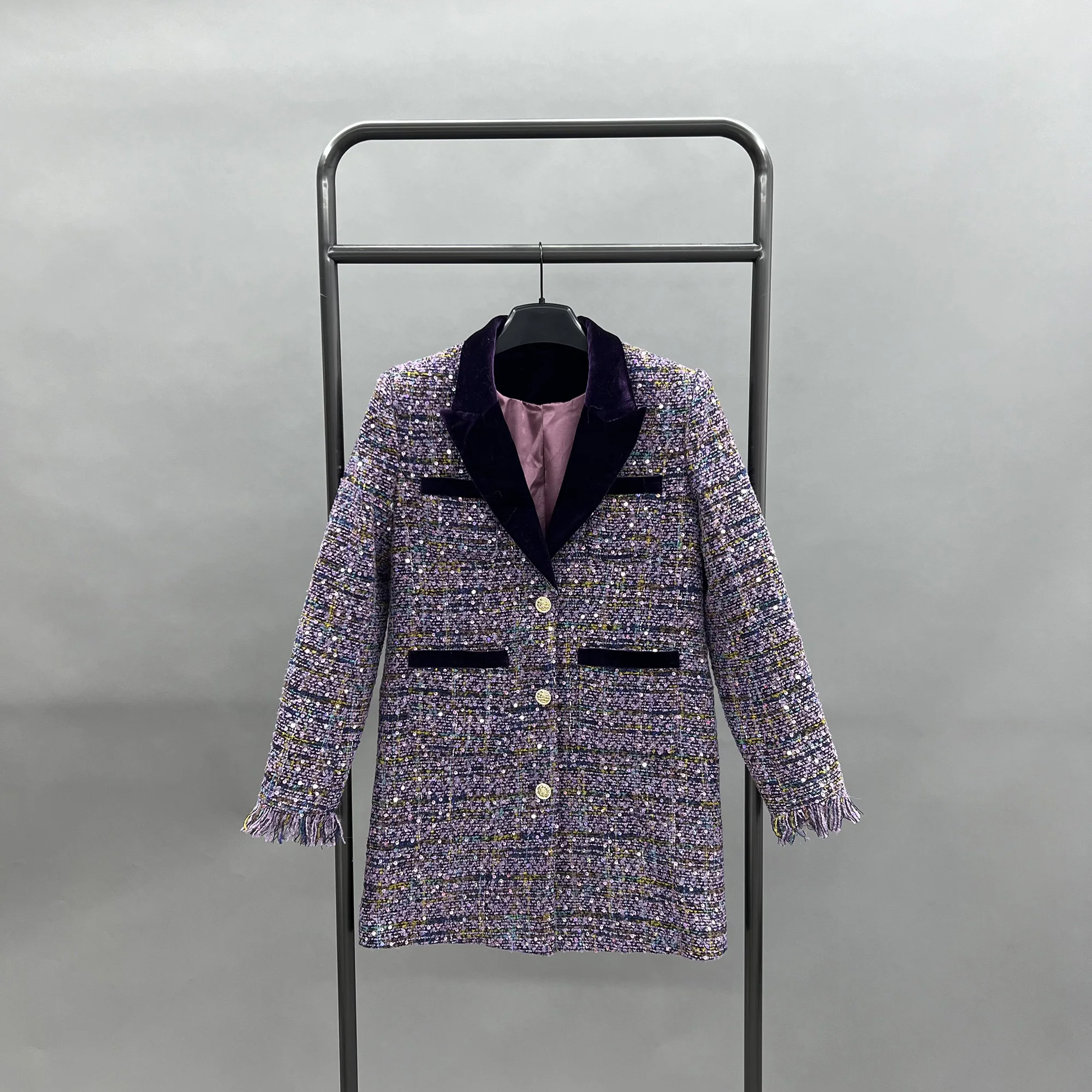 2024 Tweed Coat Autumn Winter Mid Length Jacket Women French Style Jacket