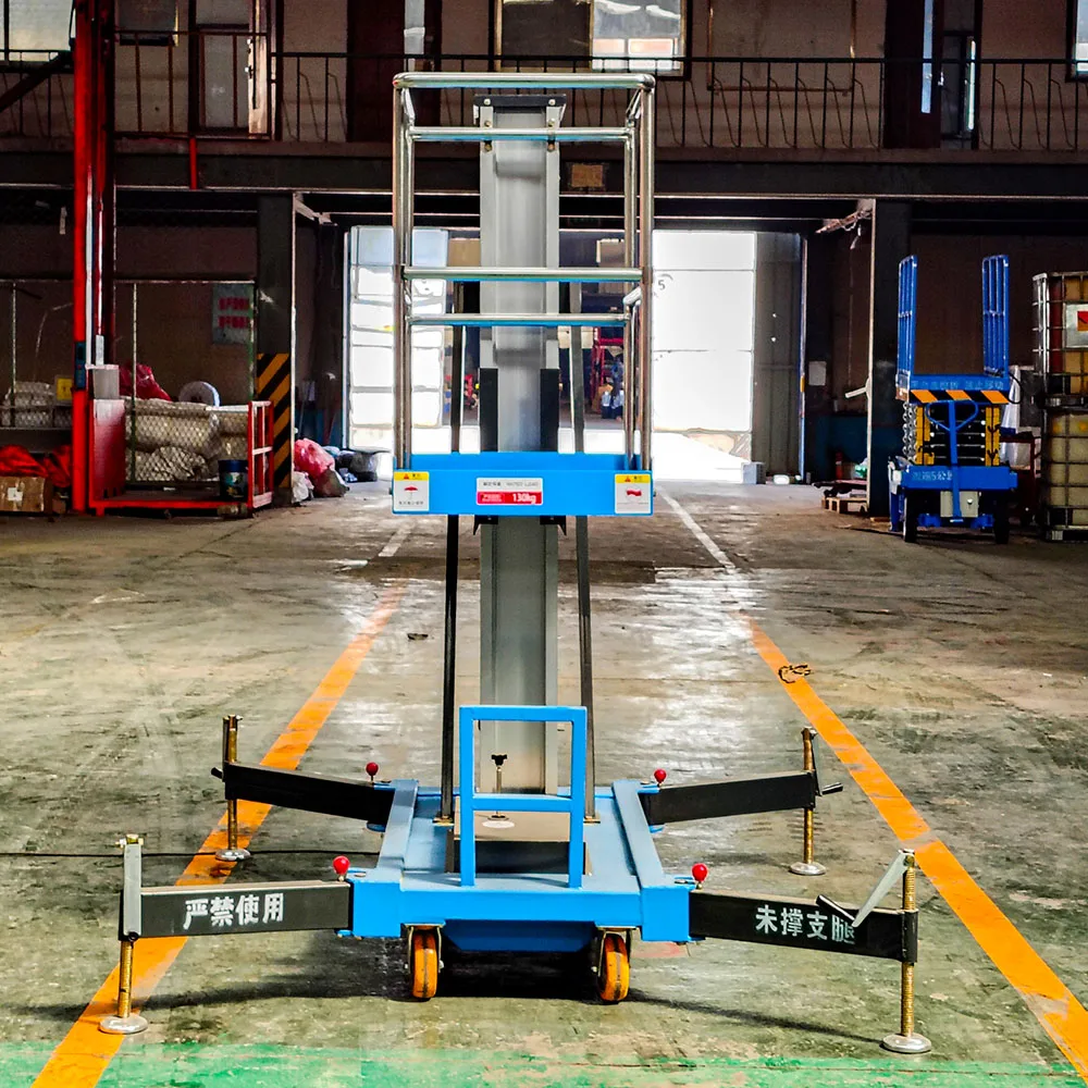Safety Certified Electric Vertical Mast Aluminum Alloy Elevating Platform Man Lift Table Hydraulic Single Mast Lift Platform