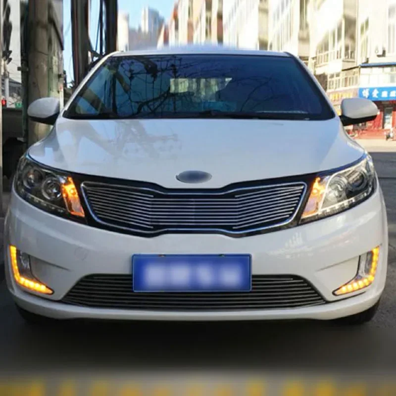 

Светодиодные дневные фонари 12 В для Kia Rio K2 2011 2012-2014 Поворотный сигнал DRL Автомобильные светодиодные дневные ходовые огни Автомобильные противотуманные фары