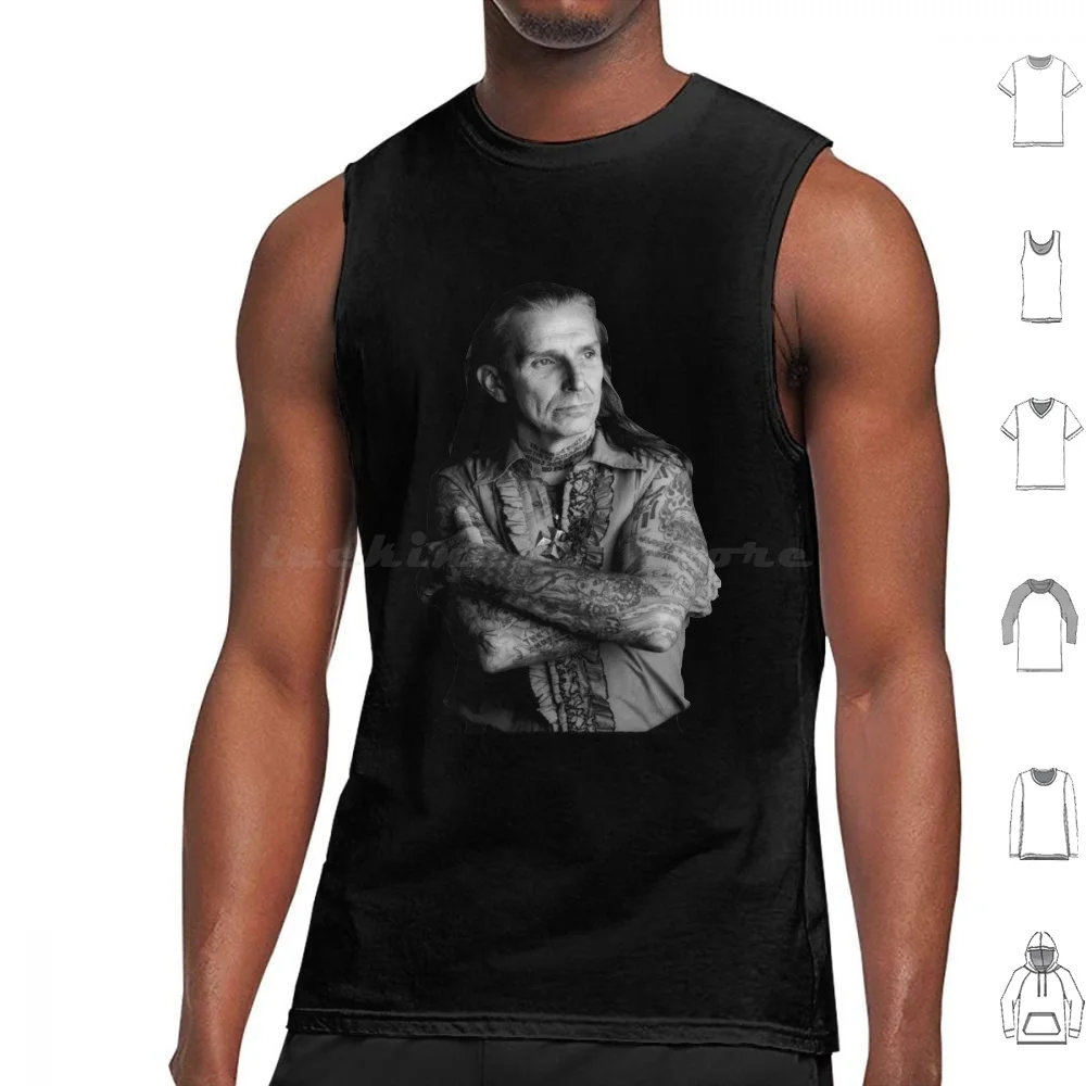 Indian Larry Tank Tops Print Cotton Indian Larry Bike Chopper Black Tattoo Old Man