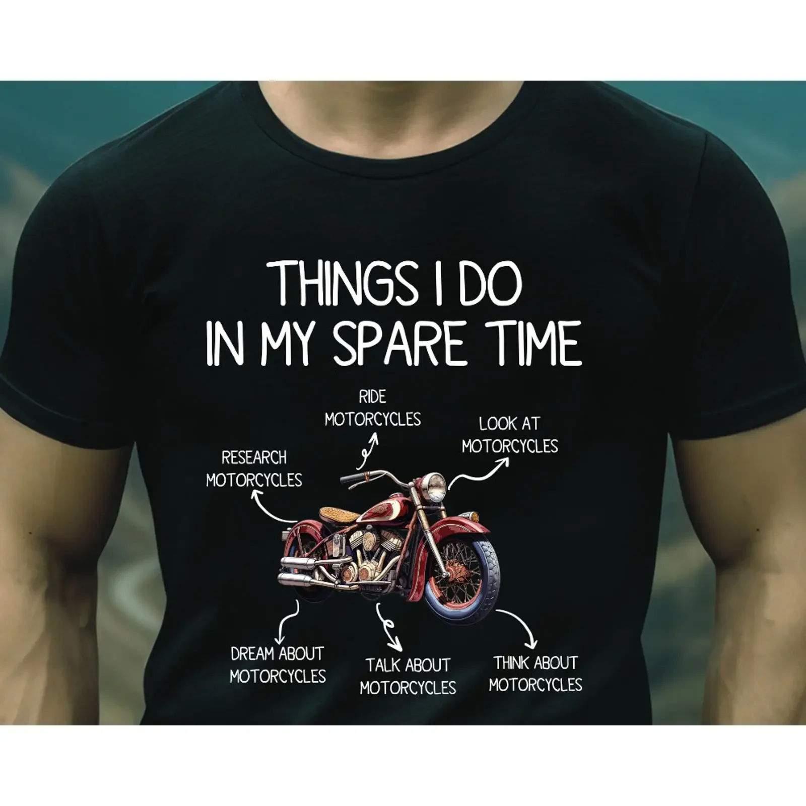 Motorcycle Spare Time Design SVG PNG Biker Digital Download vintage Washed graphic Stylish homme Stretched streetwear