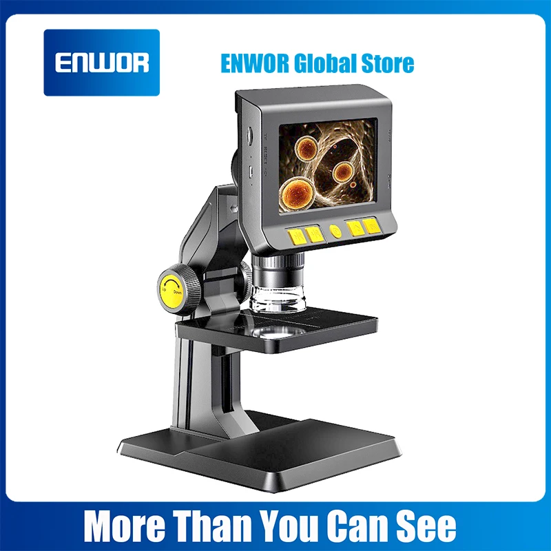 50X-1000X Digital Microscope 4.3'' IPS Screen 1080P HD Soldering Microscope with 8 LED Lights, Coin Magnifier for PCB Inspection