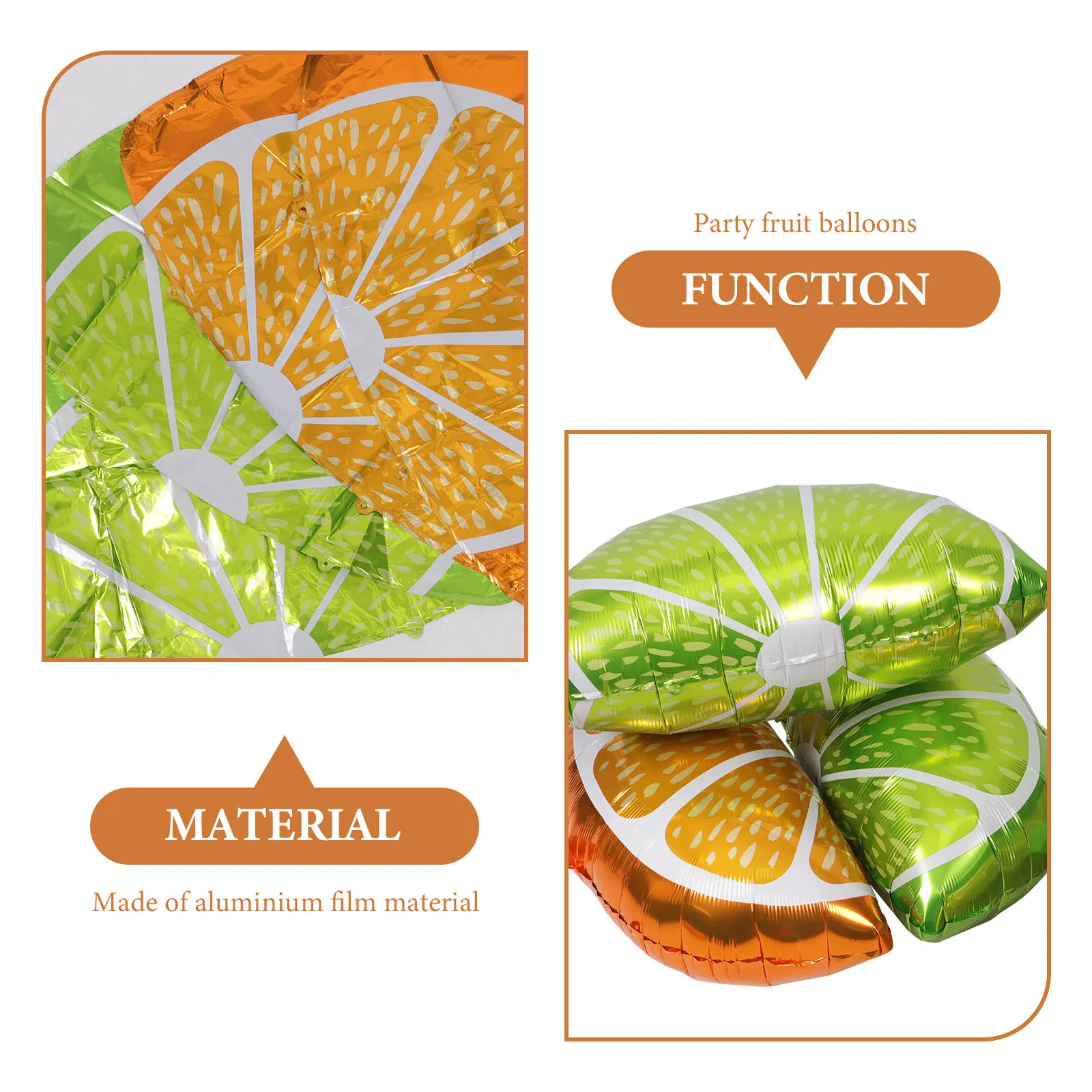 

4Pcs Fruit Balloons Aluminum Film Tropical Birthday Party Decoration Cartoon Foil Balloon Party Supplies Hawaiian Style