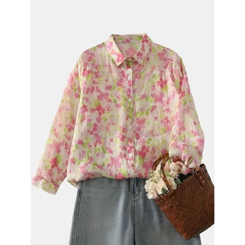 

French Floral Print Shirt Women's Princesse Sleeveless Shirt Non-Shrinking Other Material 100% Spring 2026 Collection