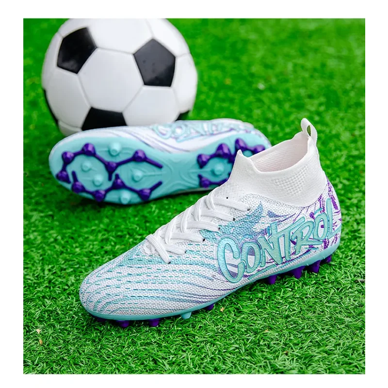Popular Teen Football Shoes Shock Absorb Cushion Insole, Tough Stud Bottom for High Intensity Grass Training Sessions