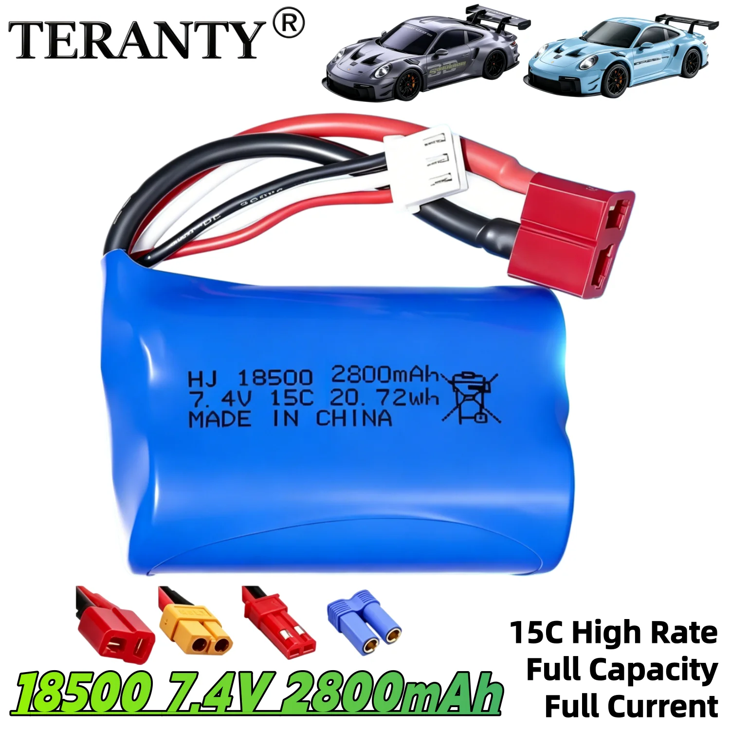 

18500 Rechargeable Battery 7.4V 2800mAh 15C High Rate Suitable for Remote Control Car Off-road Vehicle High-speed Car Battery