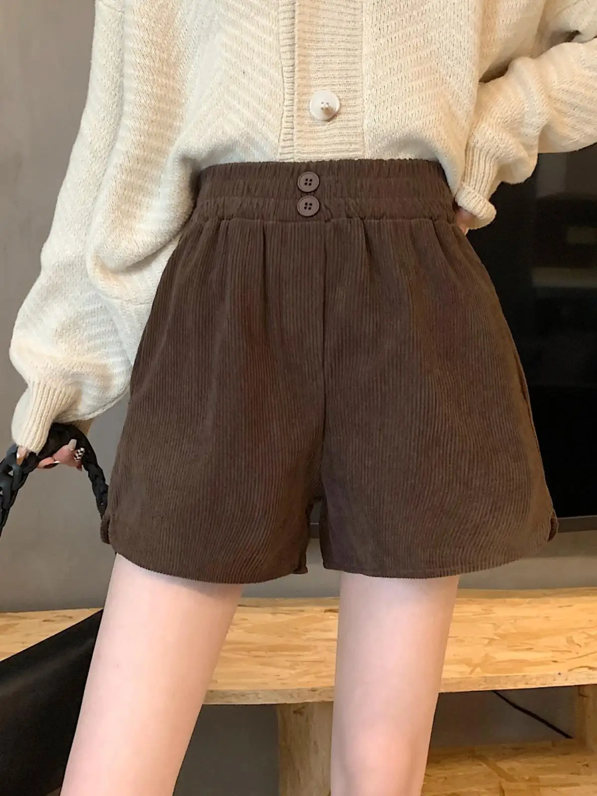 Pantalones de Pana para Mujer, Cintura Alta, Corte Ajustado, Pierna Ancha, Ropa de Abrigo para Otoño e Invierno, Pantalones de Pana Versátiles e Informales...