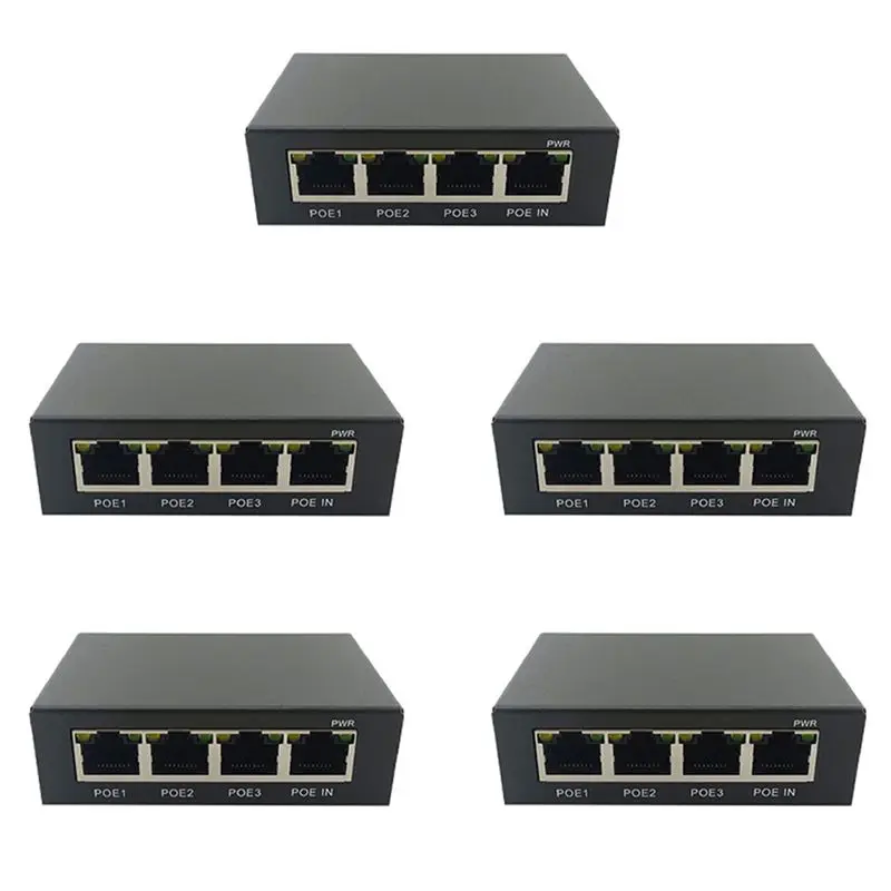 

Leading-5X 4 Port Gigabit POE Extender 100/1000M Network Switch Extender IEEE802.3Af/At Plug&Play For Poe Switch NVR IP Camera
