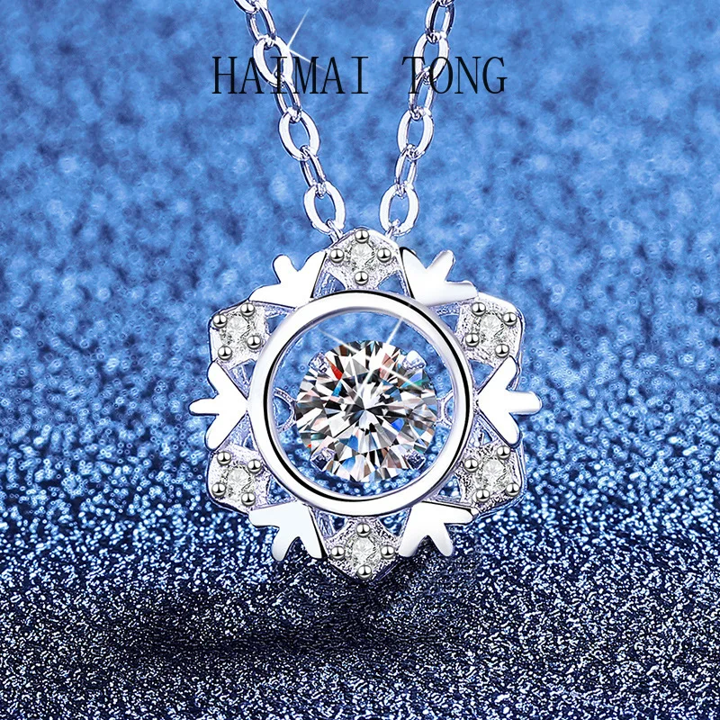 

HAIMAITONG PT950 платиновое рождественское ожерелье с горячим подарком, умная снежинка, 50-точечная цепочка mozzarella с бриллиантовой ключицей, женская цепочка целиком