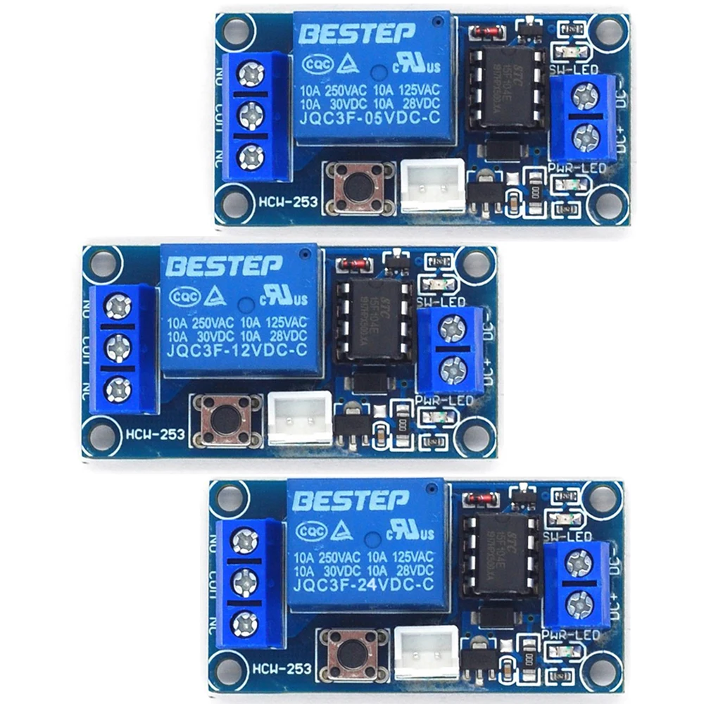 DC 5V/12V/24V Single key bistable one key start stop self-locking relay module with Led Indicator and Trigger Line