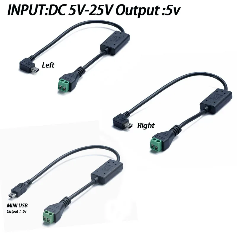 DC5.5*2.1MM Terminal Block Type-c Mini Usb Micro Usb Charging Cable 24V12V9V Down To 5V 3A for MINI Usb Fan Camera Tablet