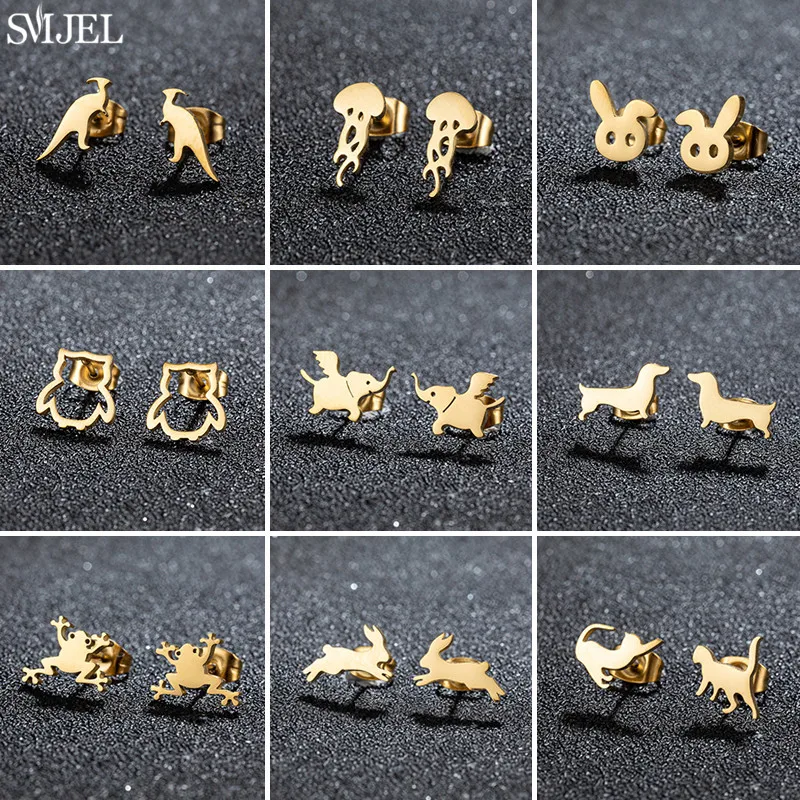 Vintage Mode Dackel Hund Ohrstecker für Frauen Niedlichen Kaninchen Eule Frosch Katze Ohrringe Alltag Schmuck boucle d'oreille femme