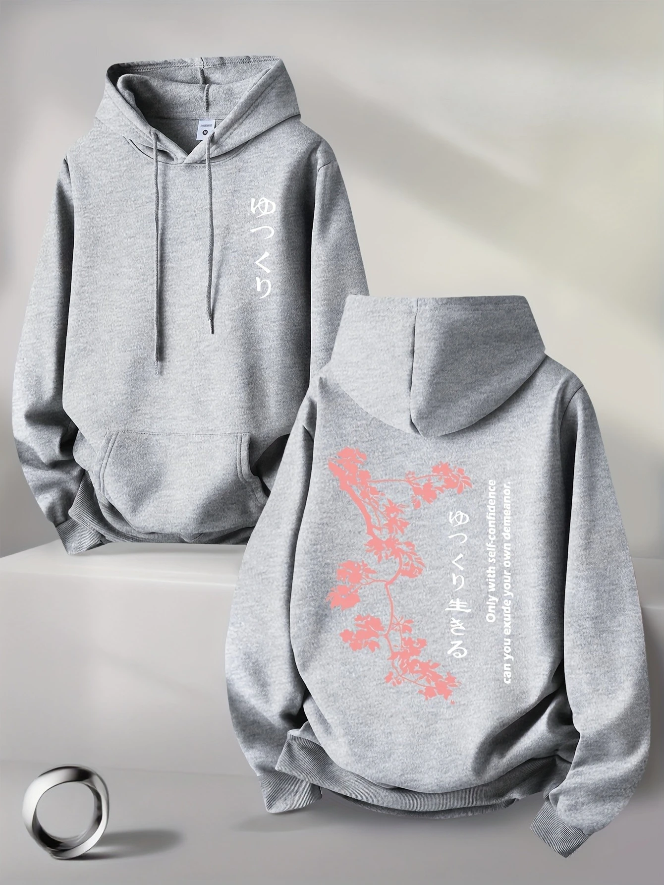 Men's new trendy fall/winter hooded sweatshirt, casual daily pullover with drawstring hood. Fashionableandsimplepatternedprint.