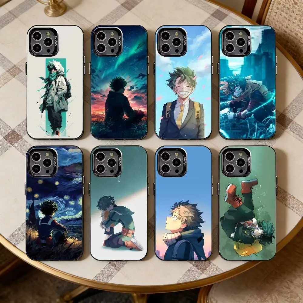 

My-Hero l-lzuku-Deku M-Midoriya Phone Case For iPhone17,16,15,14,13,12,11 Plus,Pro Max Black Candy silver phone case