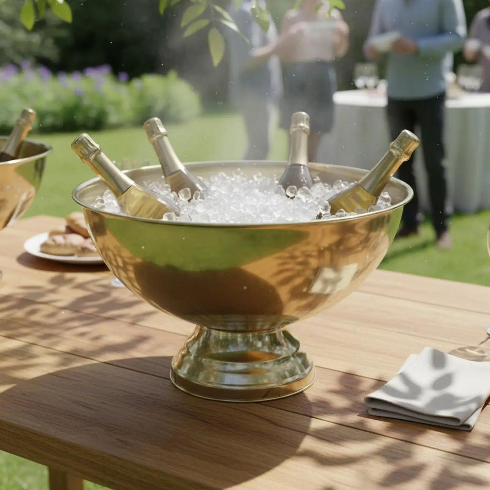 Stainless Steel Champagne Cooler Electroplated Ice Bucket Holder for Restaurant Table Events