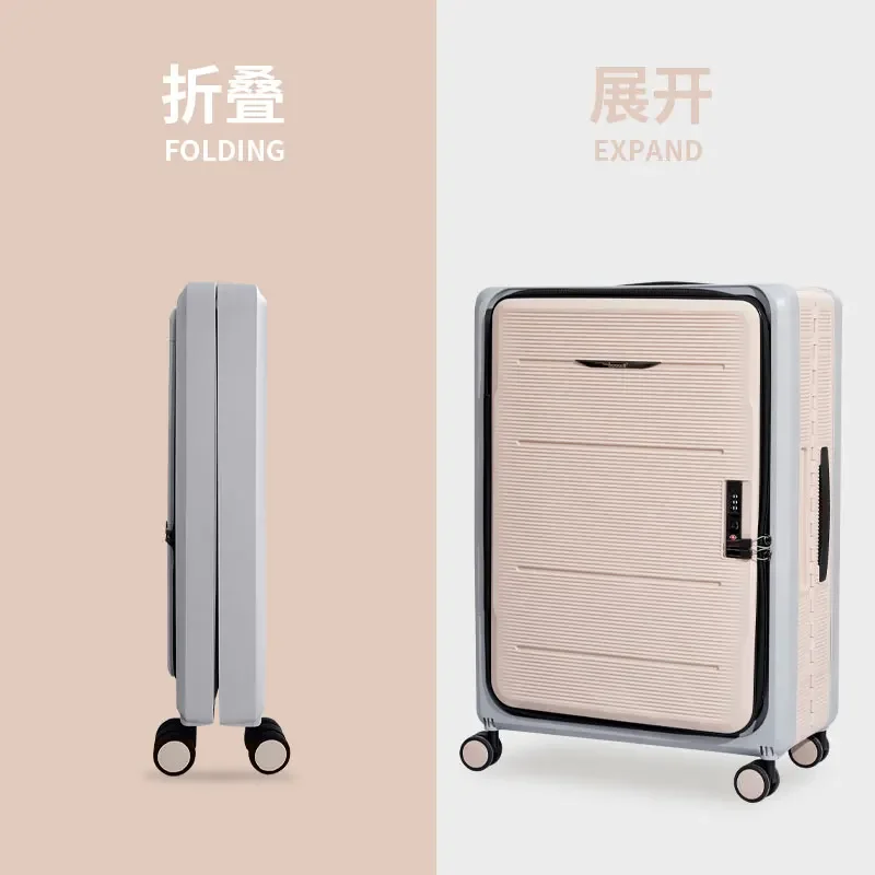 

Foldable Front Fastening Luggage Women's Retro Boarding Password Suitcase Storage Multifunctional Trolley Case